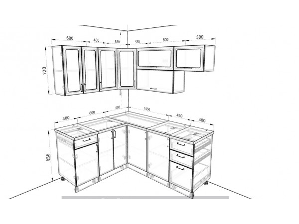 Кухня Вариант фасада Олива гранат металлик 1,6м*1,9м