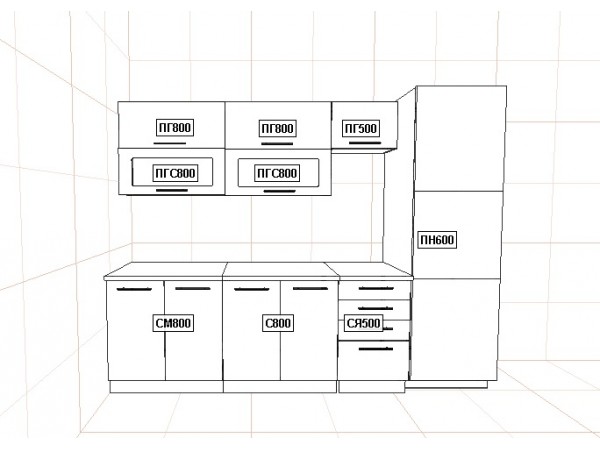 Кухня Вариант фасада Капри Липа белый 2,7 м  Кухня Вариант фасада Капри Липа белый 2,7 м