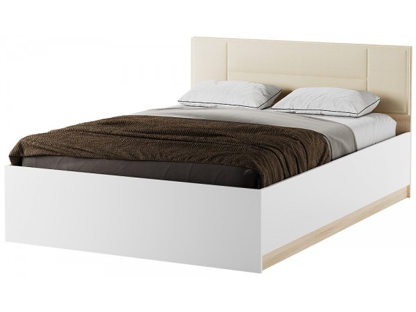 БЕАТРИС Кровать КР1400 + Ортопедическое основание с ПМ Сонома-Белый глянец БЕАТРИС Кровать КР1400 + Ортопедическое основание с ПМ Сонома-Белый глянец