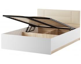 БЕАТРИС Кровать КР1400 + Ортопедическое основание с ПМ Сонома-Белый глянец