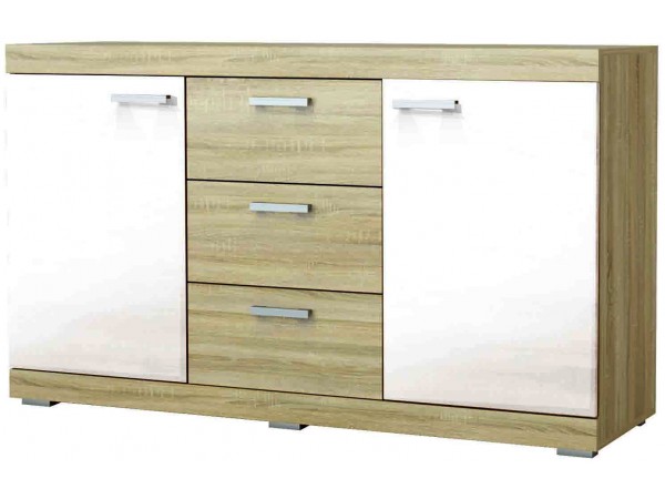 СОНАТА Комод КС-1500 Сонома-Белый глянец