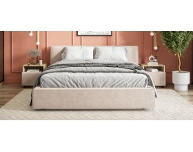 Норд Кровать+ПМ 160*200 Велюр Монолит латте