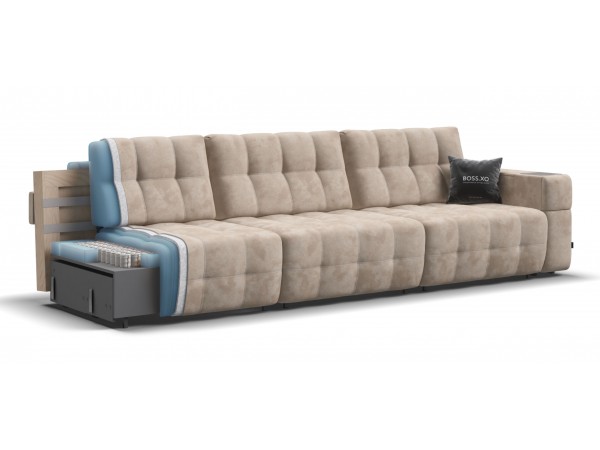 Диван BOSS.XO MAX Велюр Alkantara пепел / WOOD Rock
