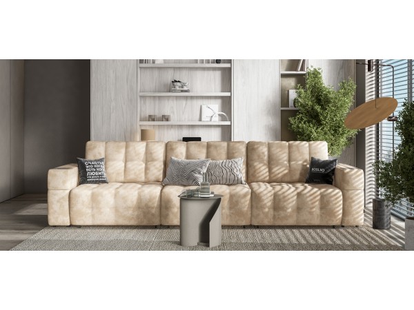 Диван BOSS.XO MAX Велюр Alkantara пепел / WOOD Rock