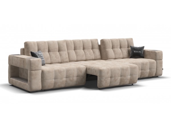 Диван BOSS.XO MAX Велюр Alkantara пепел / WOOD Rock