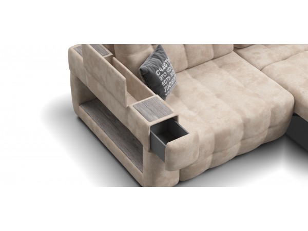 Диван BOSS.XO MAX Велюр Alkantara пепел / WOOD Rock