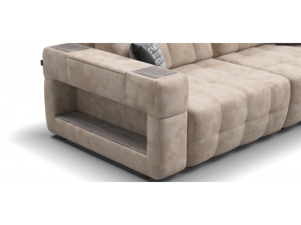 Диван BOSS.XO MAX Велюр Alkantara пепел / WOOD Rock