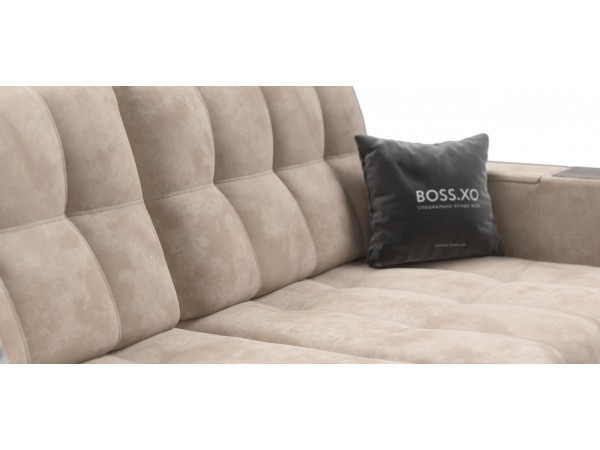 Диван BOSS.XO MAX Велюр Alkantara пепел / WOOD Rock