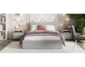 Белла Кровать+ПМ 140*200 Велюр Монолит сталь
