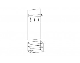 Прихожая Италия вешалка В-600 + обувница О-600 дуб сонома/белый глянец