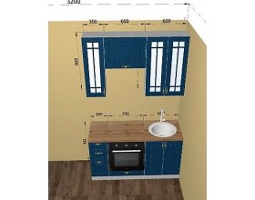 Кухня Гранд  (Синий)  1,5м