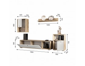Модульная гостиная Нанси дуб крафт серый/софт айвори