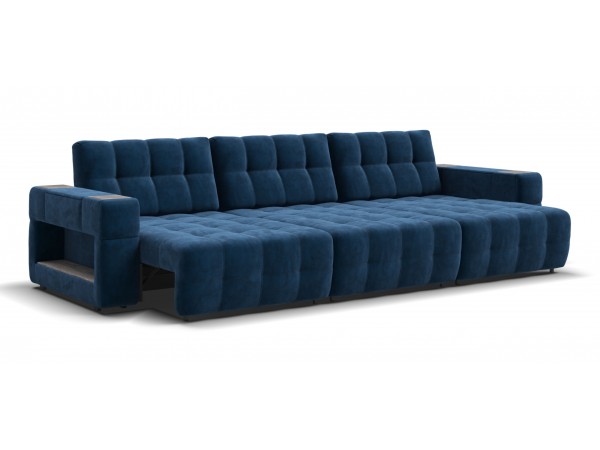 Диван BOSS.XO MAX велюр Monolit синий / WOOD Rock
