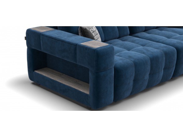 Диван BOSS.XO MAX велюр Monolit синий / WOOD Rock