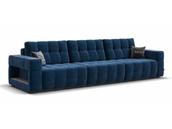 Диван BOSS.XO MAX велюр Monolit синий / WOOD Rock