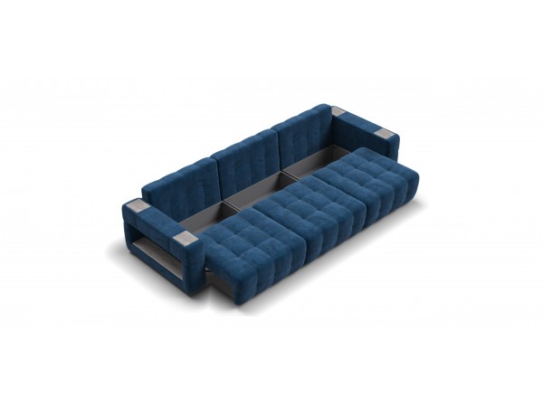 Диван BOSS.XO MAX велюр Monolit синий / WOOD Rock