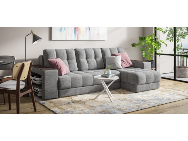 Диван BOSS 3.0 XL угол рогожка Malmo серый