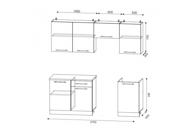 Кухня Интерьер-центр София 3D ( Белый/ бирюза) 2,1 м