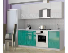 Кухня Интерьер-центр София 3D ( Белый/ бирюза) 2,1 м