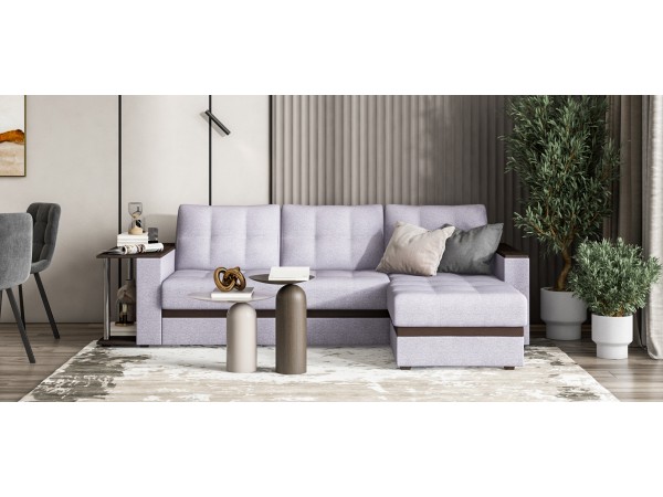 Угловой диван Атланта Люкс рогожка Malmo платина