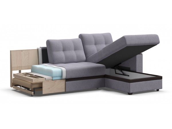 Угловой диван Атланта Люкс рогожка Malmo платина