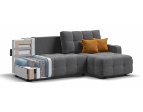 Денди угловой диван Рогожка Мальмо серый