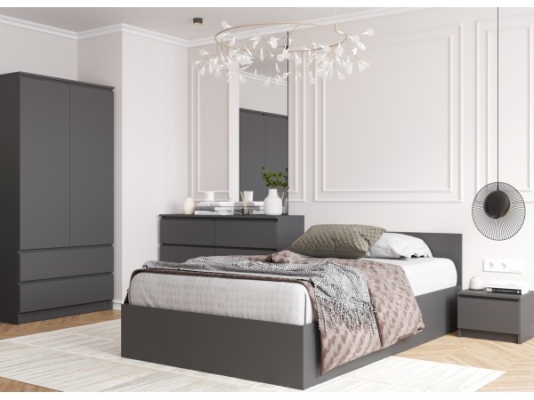 МС Мори кровать КРМ 1200.1 Графит  МС Мори кровать КРМ 1200.1 Графит