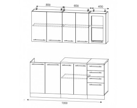 Кухня София черный металлик 1,8 м.