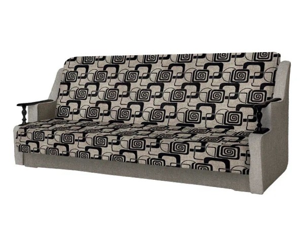 Анна диван (деревянные подлокотники/рогожка кубики коричневые/рогожка бежевый)