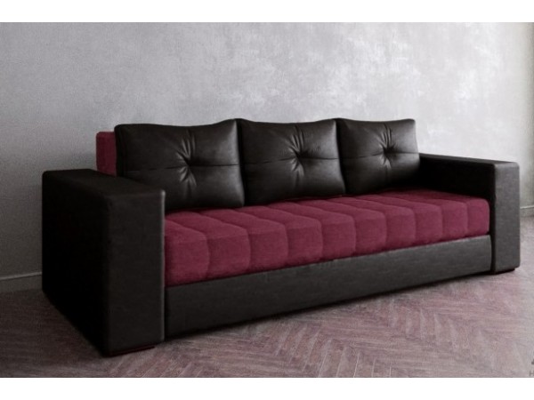 Диван Константин черный велюр красная рогожка