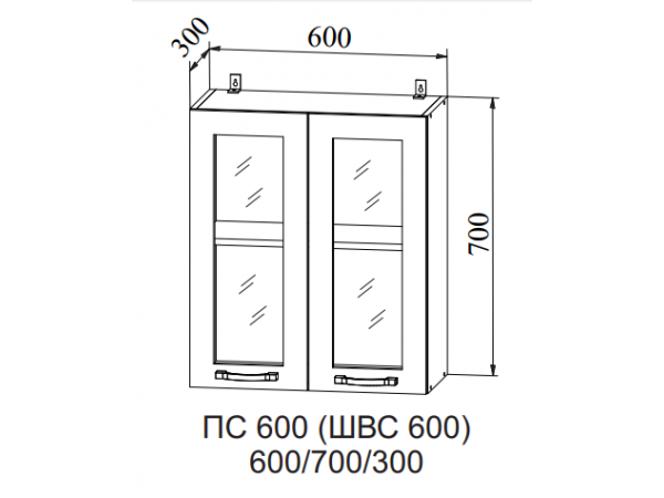 Шкаф верхний стекло ПС 600