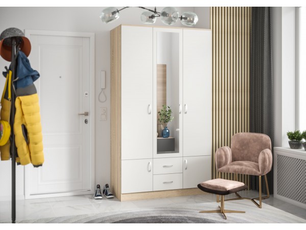 Шкаф 3-створчатый Ронда Шк-3 Дуб сонома/белый 