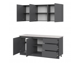 Кухонный гарнитур Айден 1,8 серый графит/серый графит