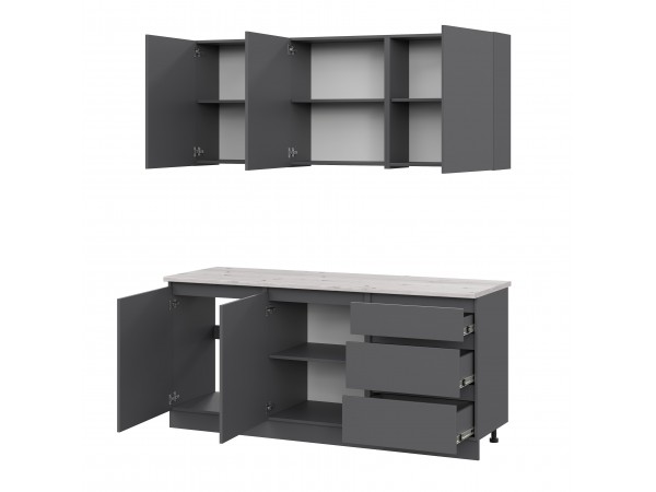 Кухонный гарнитур Айден 1,8 серый графит/серый графит