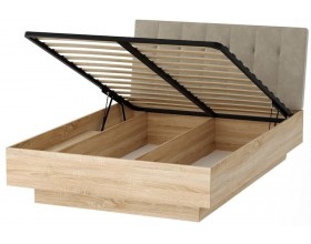 СОНАТА Кровать КРС-1600 с ПМ Дуб Сонома / велюр SAND