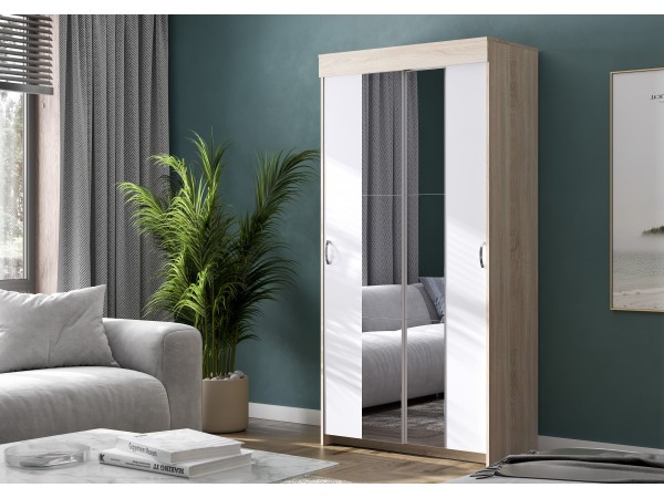 Шкаф-купе Бассо 1,0 м Дуб сонома/Белый гладкий