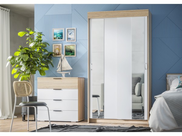 Шкаф-купе Бассо 1,0 м Дуб сонома/Белый гладкий