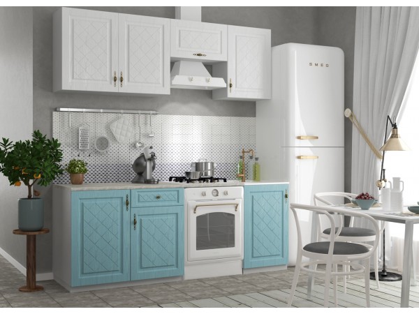 Кухня Гранд Белый/Зеленый 2,1 м