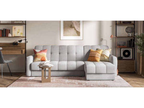 Угловой диван BOSS Sleep 160 велюр Monolit сталь