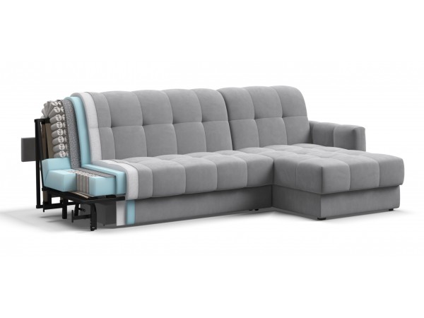 Угловой диван BOSS Sleep 160 велюр Monolit сталь