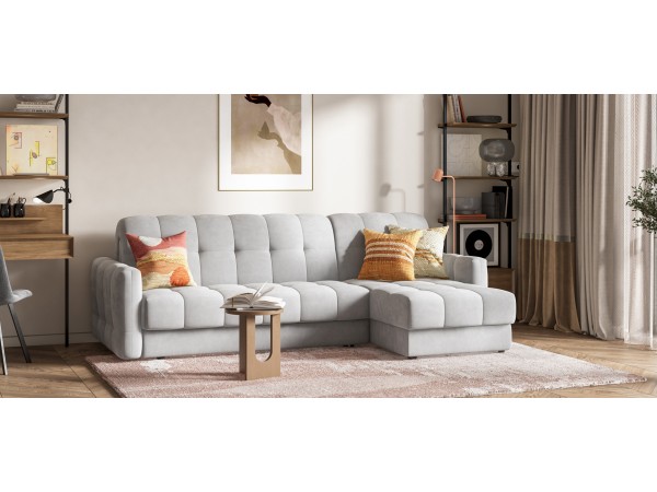 Угловой диван BOSS Sleep 160 велюр Monolit сталь