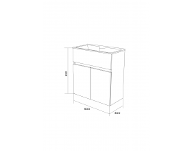 Тумба с раковиной Mira 60П 2д. Белый глянец