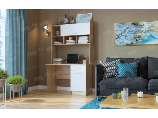 Письменно-компьютерный стол ПКС-2 Дуб сонома/Белый глянец