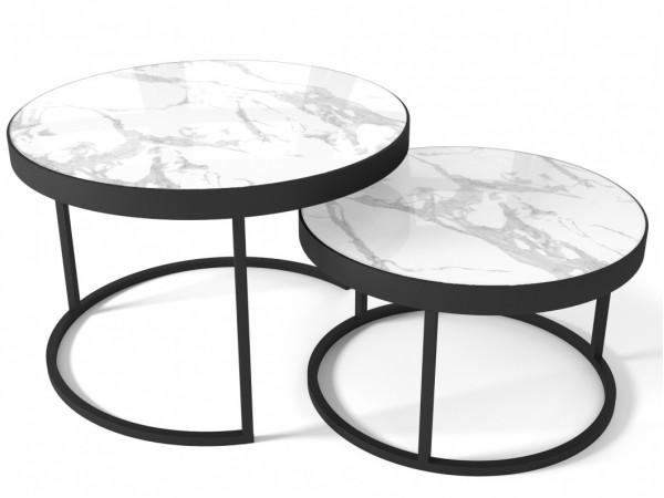 Стол Stolline Эрвин черный/белый мрамор