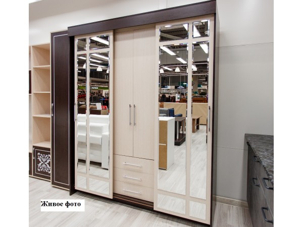 Шкаф-купе Фортуна 1,7 ясень светлый/ясень темный