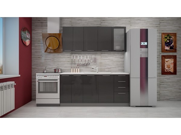 Кухня София черный металлик 1,8 м. Кухня София черный металлик 1,8 м.