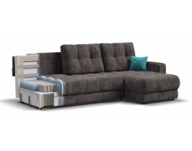 Босс Классик угловой диван Велюр Алькантара серый