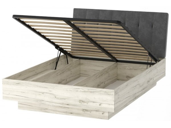 СОНАТА Кровать КРС-1400 с ПМ Крафт Белый  / велюр GRAFIT