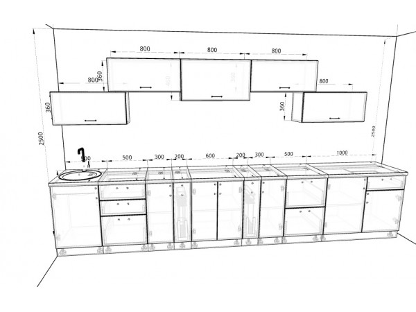 Кухня Вариант фасада Олива хамелеон металлик/белый металлик 4,1м