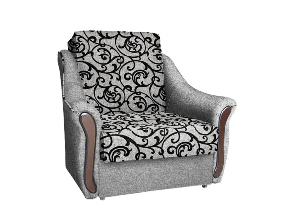 Виктория аккордеон кресло-кровать (рогожка завиток черный/рогожка серый)